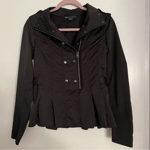 Armani Exchange Black Women's Hooded Pleated Jacket